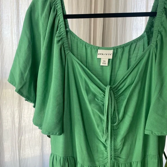 Ava & Viv Green Women's Maxi Dress Size XXL - Picture 2 of 2